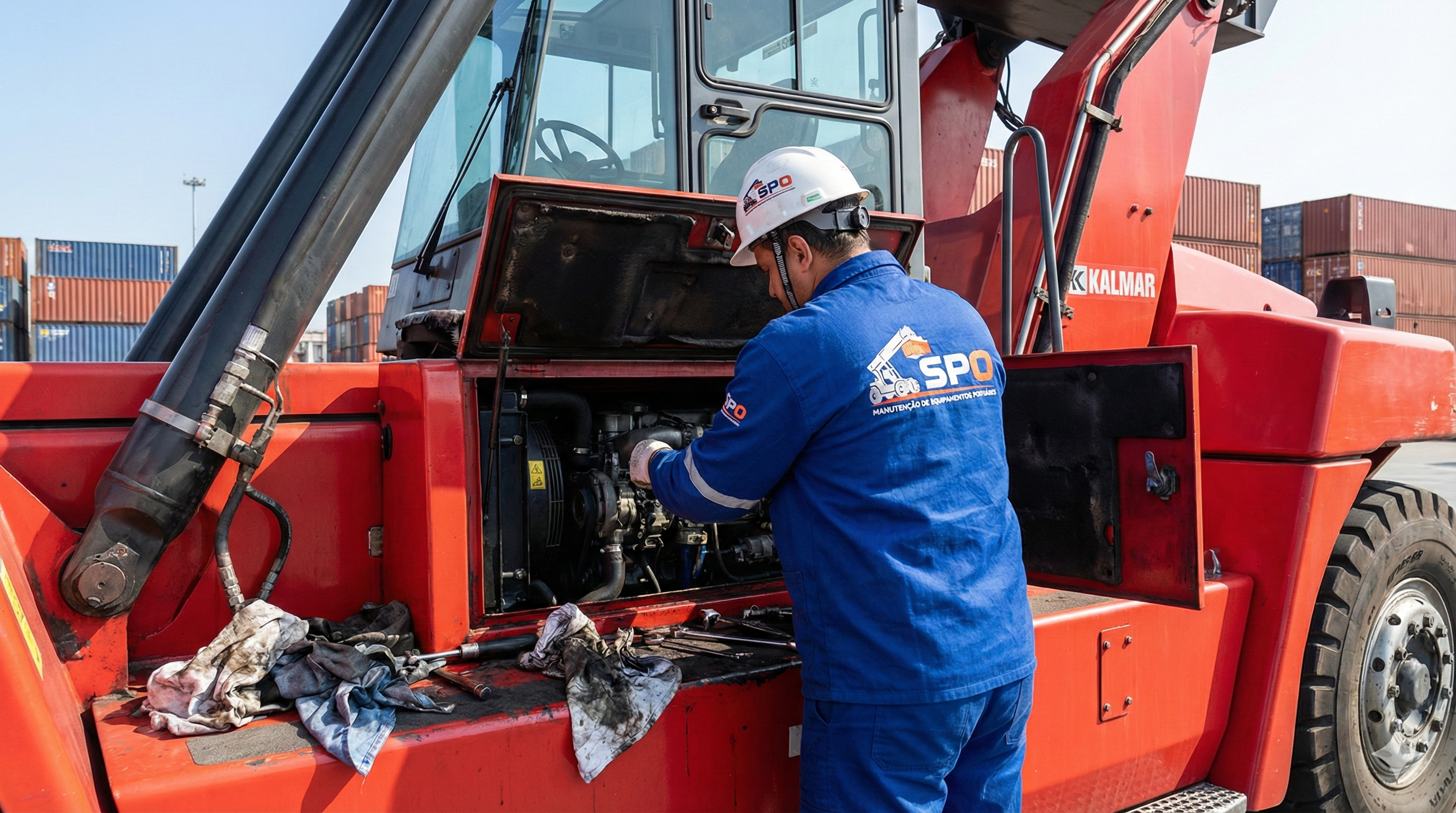 Diagnóstico eletrônico em reach stacker